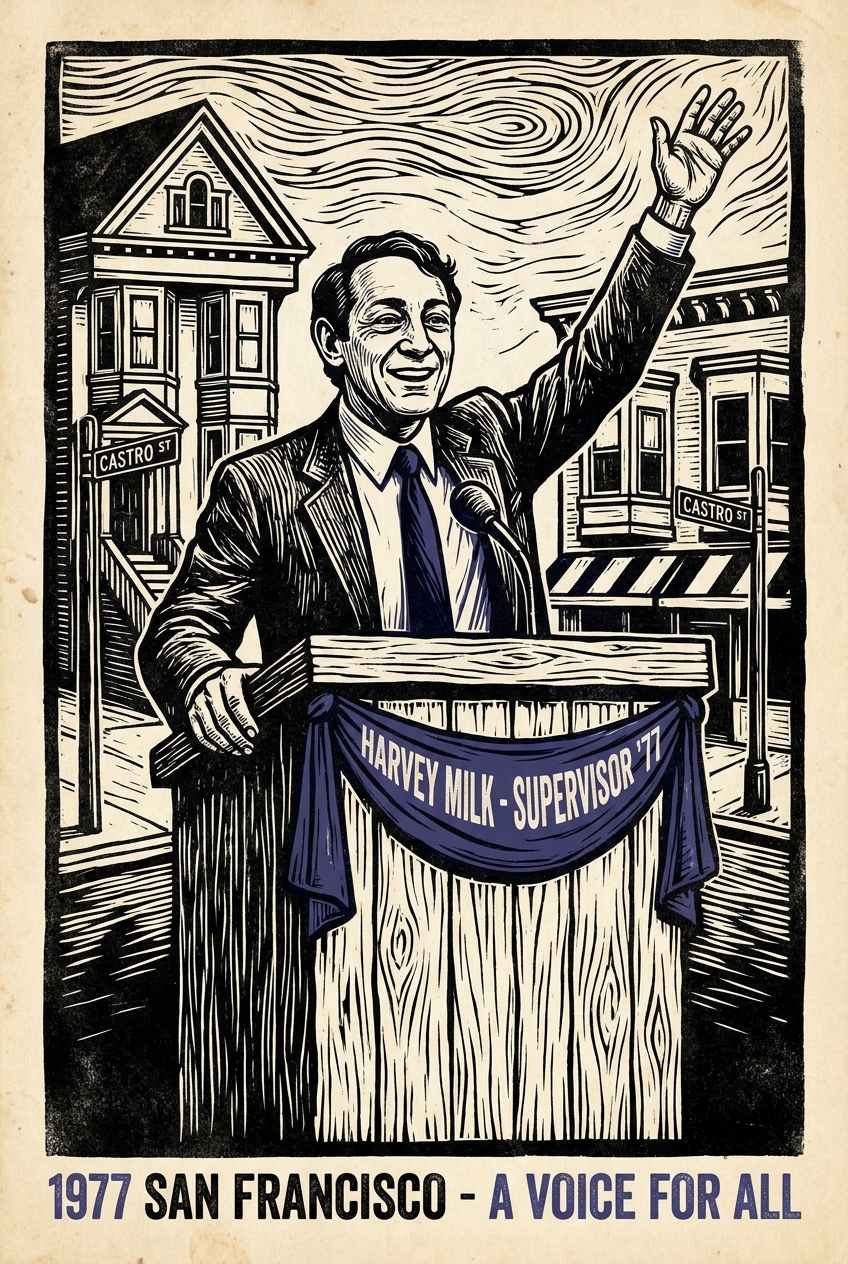 Harvey Milk at the podium