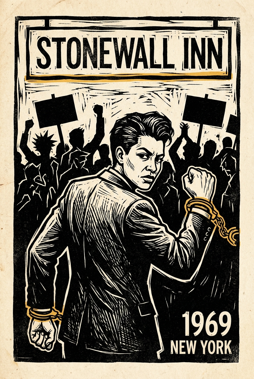 Stonewall in Vintage Woodcut style